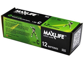 MAXLIFE Alkaline C Batteries 12 Pack