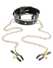 Load image into Gallery viewer, Fetish Fantasy Gold Collar &amp; Nipple Clamps