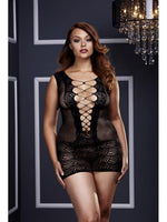 BACI 3130 Ultra Corset Lace Up Cut Out Mini Dress Queen - Black