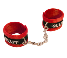 Love In Leather - Soft Diamante Wrist Cuffs - SLUT