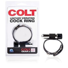 Load image into Gallery viewer, Mens leather strap vibrating cock rings