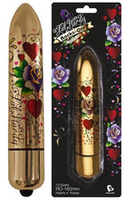 Load image into Gallery viewer, Bullet Gold Metallic Hearts &amp; Roses Vibrator 160mm