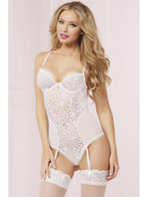 Load image into Gallery viewer, Crochet Lace And Mesh Teddy w/Strappy Back Detail