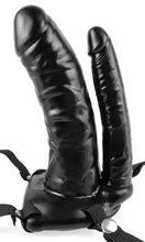 Load image into Gallery viewer, Fetish Fantasy Vibrating Double Penetrator Hollow Strap On- Black