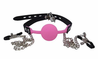 Deluxe Ball Gag and Nipple Clamps