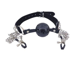 Donjon Breathable Ball Gag And Nipple Clamps