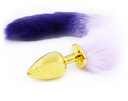 Fox Tail Golden Butt Plugs - Purple/White