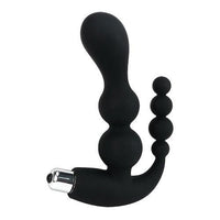 Anal Vibrator with Perineum Tickler - Black